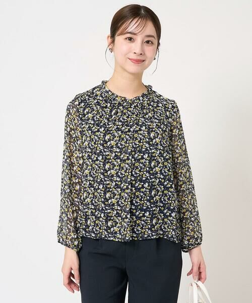 Maison de CINQ / メゾン ドゥ サンク シャツ・ブラウス | 【小さいサイズ】ギャザーフリルネック花柄シフォンブラウス/洗える | 詳細2