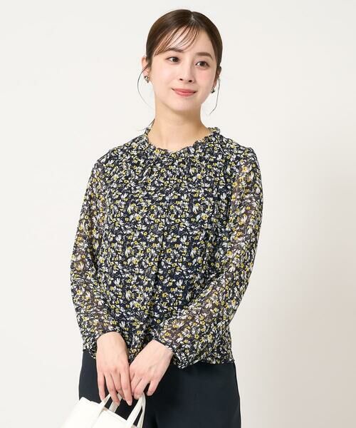 Maison de CINQ / メゾン ドゥ サンク シャツ・ブラウス | 【小さいサイズ】ギャザーフリルネック花柄シフォンブラウス/洗える | 詳細3