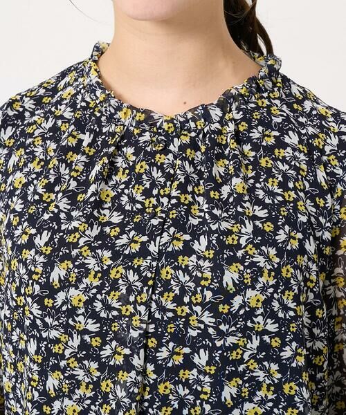 Maison de CINQ / メゾン ドゥ サンク シャツ・ブラウス | 【小さいサイズ】ギャザーフリルネック花柄シフォンブラウス/洗える | 詳細7
