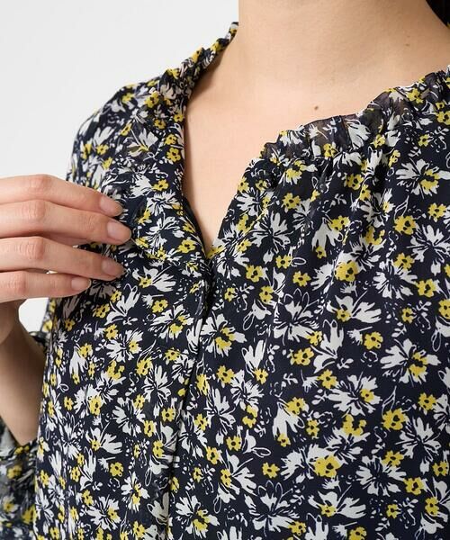 Maison de CINQ / メゾン ドゥ サンク シャツ・ブラウス | 【小さいサイズ】ギャザーフリルネック花柄シフォンブラウス/洗える | 詳細8