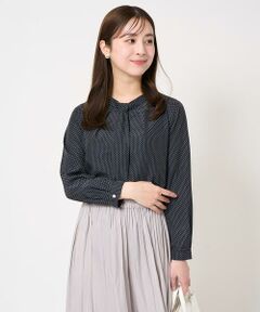 Maison de CINQ / メゾン ドゥ サンク シャツ・ブラウス | 【小さいサイズ】ボウタイ風幾何ドット柄ブラウス/洗える