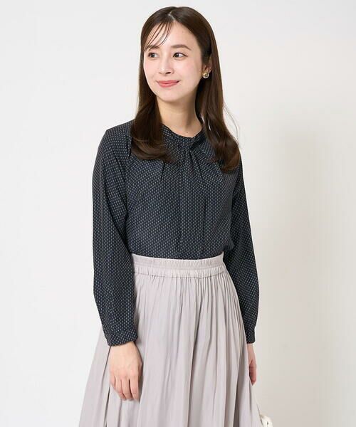 Maison de CINQ / メゾン ドゥ サンク シャツ・ブラウス | 【小さいサイズ】ボウタイ風幾何ドット柄ブラウス/洗える | 詳細2