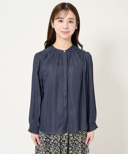 Maison de CINQ / メゾン ドゥ サンク シャツ・ブラウス | 【小さいサイズ】シャーリングデザインサテンブラウス/接触冷感/洗える/セットアップ対応 | 詳細10