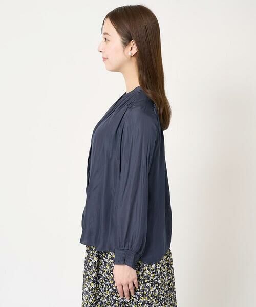 Maison de CINQ / メゾン ドゥ サンク シャツ・ブラウス | 【小さいサイズ】シャーリングデザインサテンブラウス/接触冷感/洗える/セットアップ対応 | 詳細11