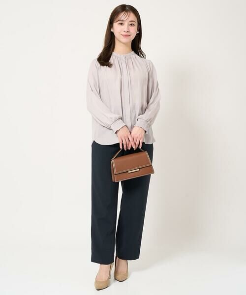 Maison de CINQ / メゾン ドゥ サンク シャツ・ブラウス | 【小さいサイズ】シャーリングデザインサテンブラウス/接触冷感/洗える/セットアップ対応 | 詳細2