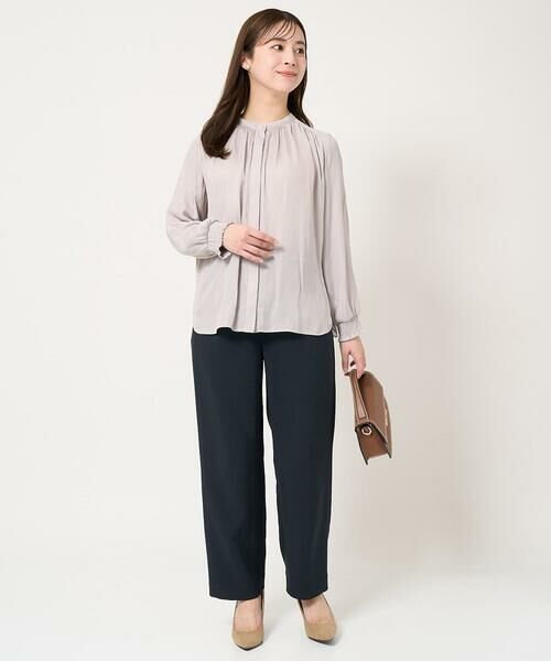 Maison de CINQ / メゾン ドゥ サンク シャツ・ブラウス | 【小さいサイズ】シャーリングデザインサテンブラウス/接触冷感/洗える/セットアップ対応 | 詳細3