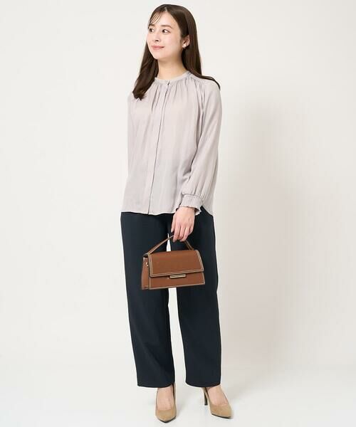 Maison de CINQ / メゾン ドゥ サンク シャツ・ブラウス | 【小さいサイズ】シャーリングデザインサテンブラウス/接触冷感/洗える/セットアップ対応 | 詳細4