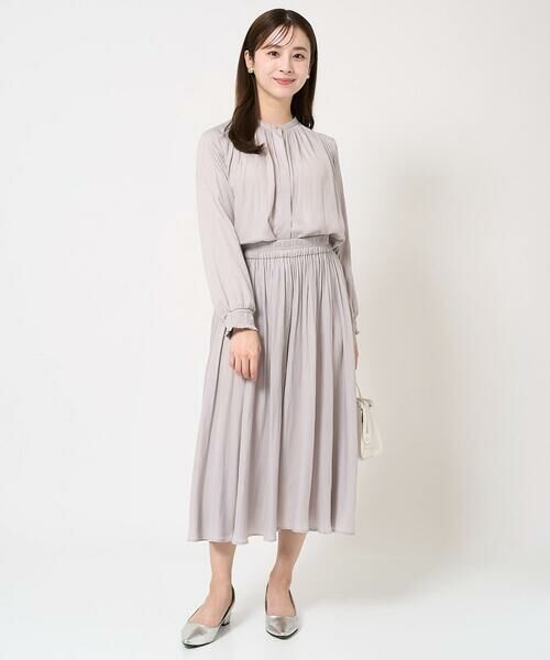 Maison de CINQ / メゾン ドゥ サンク シャツ・ブラウス | 【小さいサイズ】シャーリングデザインサテンブラウス/接触冷感/洗える/セットアップ対応 | 詳細7