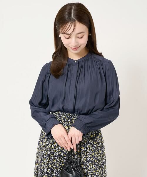 Maison de CINQ / メゾン ドゥ サンク シャツ・ブラウス | 【小さいサイズ】シャーリングデザインサテンブラウス/接触冷感/洗える/セットアップ対応 | 詳細9