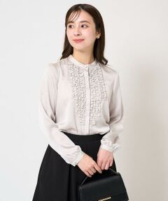 Maison de CINQ / メゾン ドゥ サンク シャツ・ブラウス | 【小さいサイズ】フリルディティールサテンブラウス/洗える