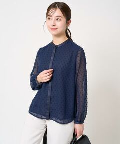 Maison de CINQ / メゾン ドゥ サンク シャツ・ブラウス | 【小さいサイズ】ドットカットジャガードシフォンブラウス/洗える