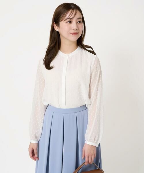 Maison de CINQ / メゾン ドゥ サンク シャツ・ブラウス | 【小さいサイズ】ドットカットジャガードシフォンブラウス/洗える | 詳細1