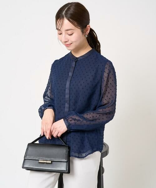 Maison de CINQ / メゾン ドゥ サンク シャツ・ブラウス | 【小さいサイズ】ドットカットジャガードシフォンブラウス/洗える | 詳細2