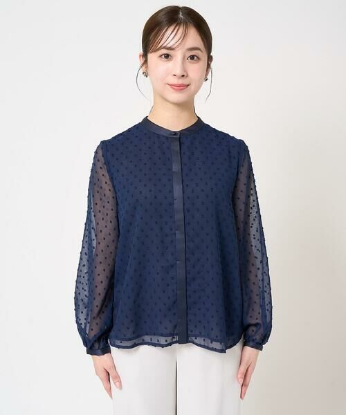 Maison de CINQ / メゾン ドゥ サンク シャツ・ブラウス | 【小さいサイズ】ドットカットジャガードシフォンブラウス/洗える | 詳細3