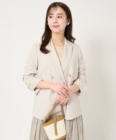 Maison de CINQ / メゾン ドゥ サンク テーラードジャケット | 【小さいサイズ】リネンライク ダブルブレストジャケット/洗える