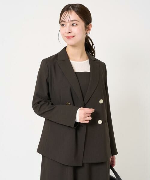 Maison de CINQ / メゾン ドゥ サンク テーラードジャケット | 【小さいサイズ】リネンライク ダブルブレストジャケット/洗える | 詳細3