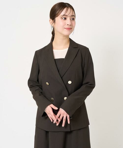 Maison de CINQ / メゾン ドゥ サンク テーラードジャケット | 【小さいサイズ】リネンライク ダブルブレストジャケット/洗える | 詳細4