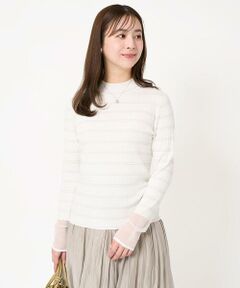 Maison de CINQ / メゾン ドゥ サンク ニット・セーター | 【小さいサイズ】ラメボーダーシアー切替えリブニット/洗える