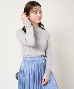 Maison de CINQ / メゾン ドゥ サンク ニット・セーター | 【小さいサイズ】ラメボーダーシアー切替えリブニット/洗える