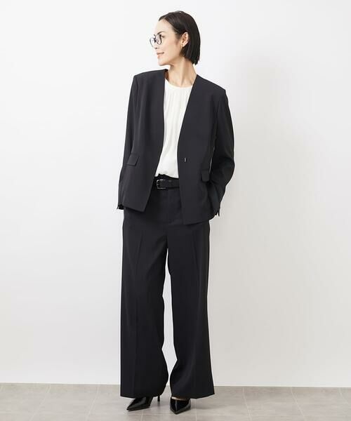 Maison de CINQ / メゾン ドゥ サンク ノーカラージャケット | [小さいサイズ]ツイルノーカラージャケット(多機能素材/セットアップ対応/洗える) | 詳細16