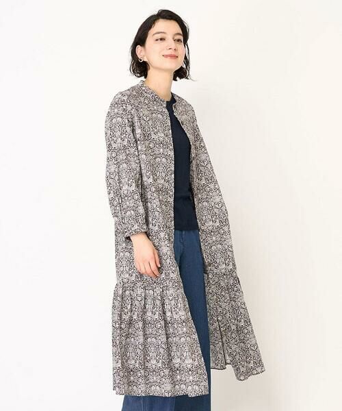 Maison de CINQ/メゾン ドゥ サンク LIBERTYプリントシャツワンピース(LODDEN WOOD) ブラウン系 S Maison de CINQ/メゾン ドゥ サンク LIBERTYプリントシャツワンピース(LODDEN WOOD) ブラウン系 S