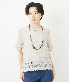 Maison de CINQ / メゾン ドゥ サンク ニット・セーター | 透かし編み半袖ニット