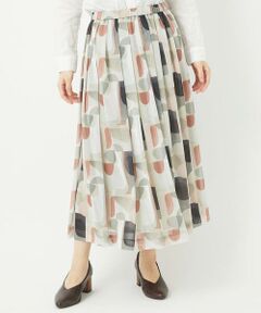 Maison de CINQ / メゾン ドゥ サンク ロング・マキシ丈スカート | [日本製]サモーラチュールプリントスカート