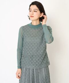 Maison de CINQ / メゾン ドゥ サンク カットソー | [日本製]ナイロンチュールクロシェ風レースカットソー