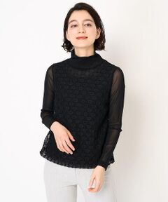 Maison de CINQ / メゾン ドゥ サンク カットソー | [日本製]ナイロンチュールクロシェ風レースカットソー