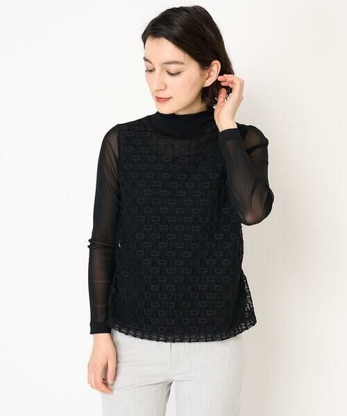 Maison de CINQ / メゾン ドゥ サンク カットソー | [日本製]ナイロンチュールクロシェ風レースカットソー | 詳細4