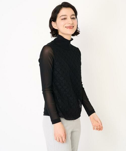 Maison de CINQ / メゾン ドゥ サンク カットソー | [日本製]ナイロンチュールクロシェ風レースカットソー | 詳細5