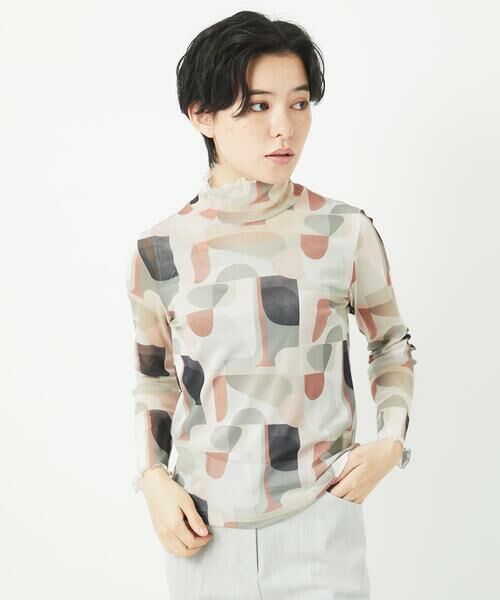 Maison de CINQ / メゾン ドゥ サンク カットソー | [日本製]アブストラクト柄サモーラチュールカットソー | 詳細1