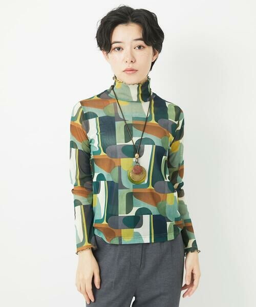 Maison de CINQ / メゾン ドゥ サンク カットソー | [日本製]アブストラクト柄サモーラチュールカットソー | 詳細3