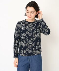 Maison de CINQ / メゾン ドゥ サンク カットソー | [日本製]ラインフラワージャガードカットソー