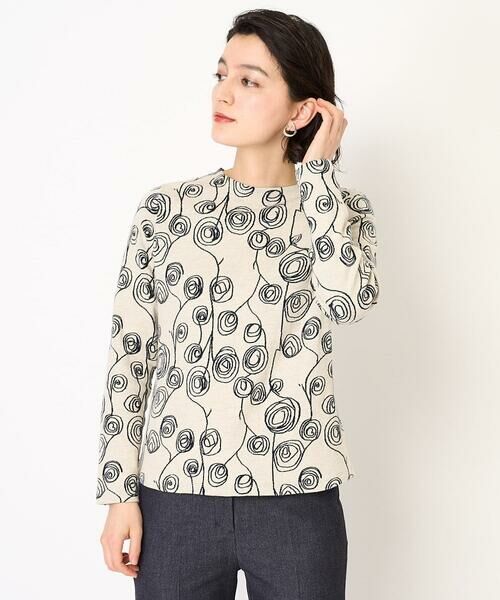 Maison de CINQ / メゾン ドゥ サンク カットソー | [日本製]ラインフラワージャガードカットソー | 詳細1