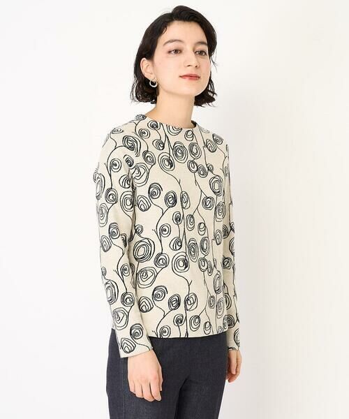 Maison de CINQ / メゾン ドゥ サンク カットソー | [日本製]ラインフラワージャガードカットソー | 詳細2