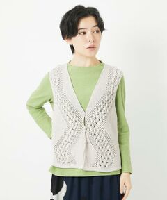 Maison de CINQ / メゾン ドゥ サンク ベスト | 透かし編みニットベスト