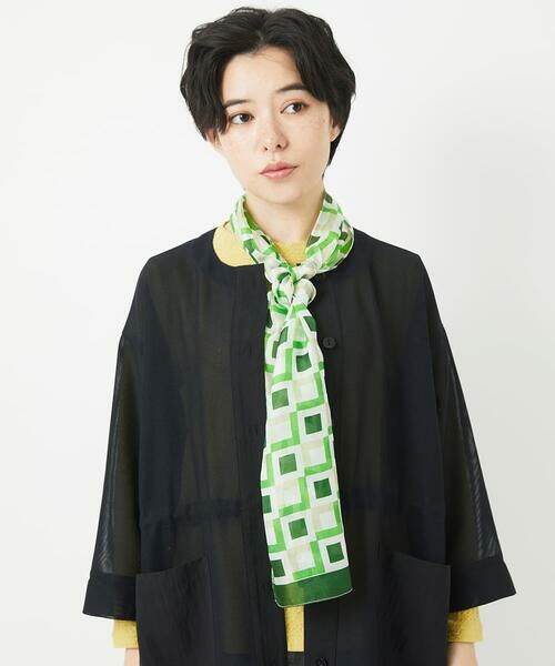 Maison de CINQ/メゾン ドゥ サンク キカ柄シルクストール グリーン F Maison de CINQ/メゾン ドゥ サンク キカ柄シルクストール グリーン F