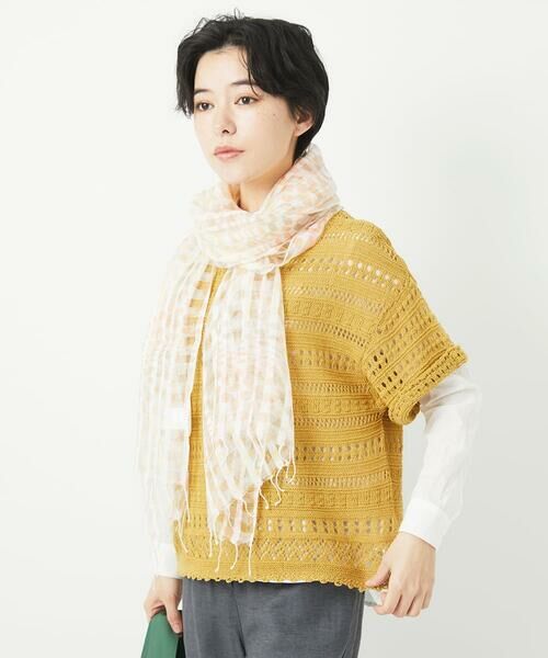 Maison de CINQ / メゾン ドゥ サンク マフラー・ショール・スヌード・ストール | シアーボーダードット柄ストール | 詳細1