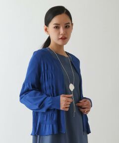 Maison de CINQ / メゾン ドゥ サンク カーディガン・ボレロ | 【小さいサイズ】シャーリングニットジップカーディガン