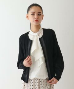 Maison de CINQ / メゾン ドゥ サンク カーディガン・ボレロ | 【小さいサイズ】シャーリングニットジップカーディガン