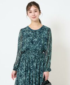 Maison de CINQ / メゾン ドゥ サンク シャツ・ブラウス | 【小さいサイズ】ラインフラワーシフォンブラウス/洗える