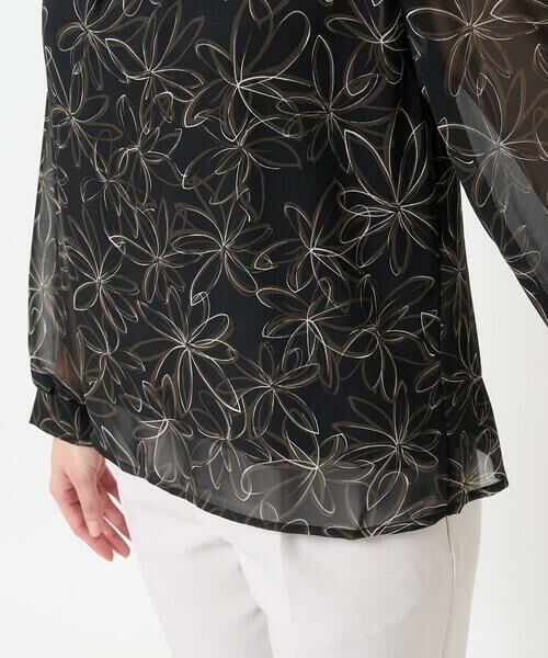 Maison de CINQ / メゾン ドゥ サンク シャツ・ブラウス | 【小さいサイズ】ラインフラワーシフォンブラウス/洗える | 詳細10