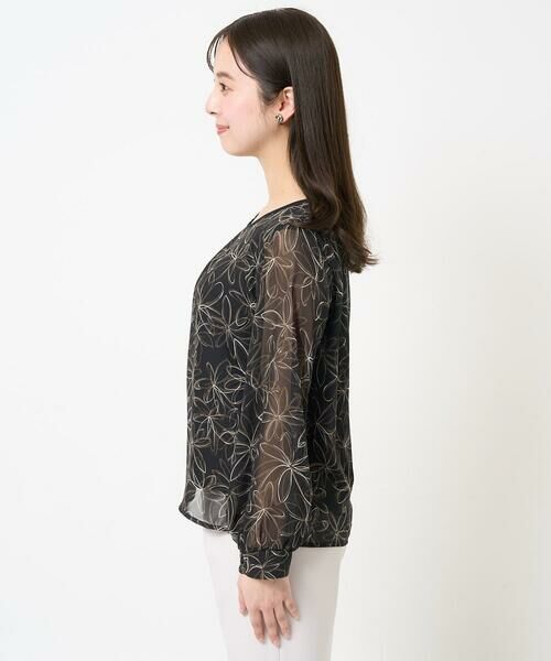 Maison de CINQ / メゾン ドゥ サンク シャツ・ブラウス | 【小さいサイズ】ラインフラワーシフォンブラウス/洗える | 詳細5