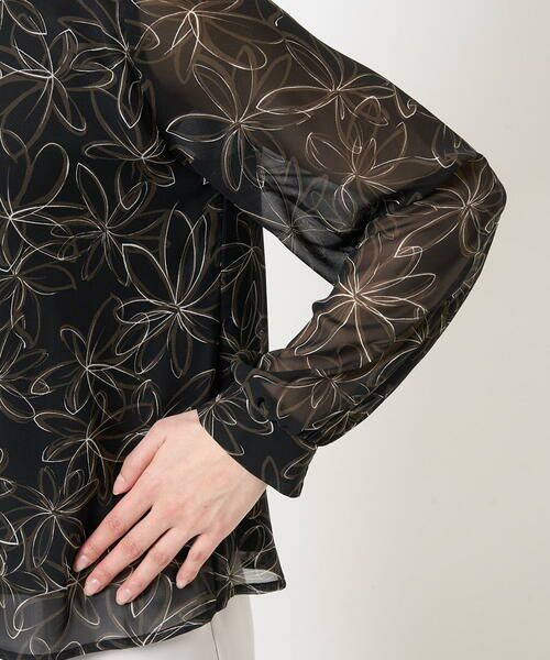 Maison de CINQ / メゾン ドゥ サンク シャツ・ブラウス | 【小さいサイズ】ラインフラワーシフォンブラウス/洗える | 詳細9