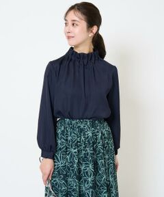 Maison de CINQ / メゾン ドゥ サンク シャツ・ブラウス | 【小さいサイズ】スタンドネックデザインサテンブラウス/洗える