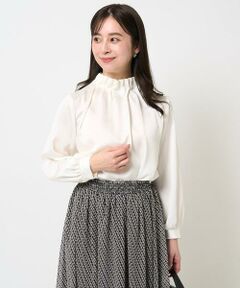 Maison de CINQ / メゾン ドゥ サンク シャツ・ブラウス | 【小さいサイズ】スタンドネックデザインサテンブラウス/洗える