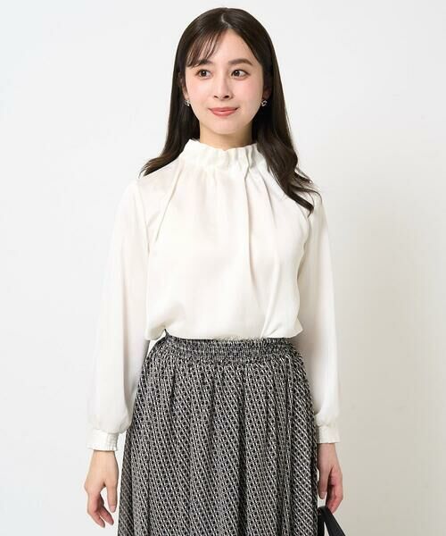 Maison de CINQ / メゾン ドゥ サンク シャツ・ブラウス | 【小さいサイズ】スタンドネックデザインサテンブラウス/洗える | 詳細1