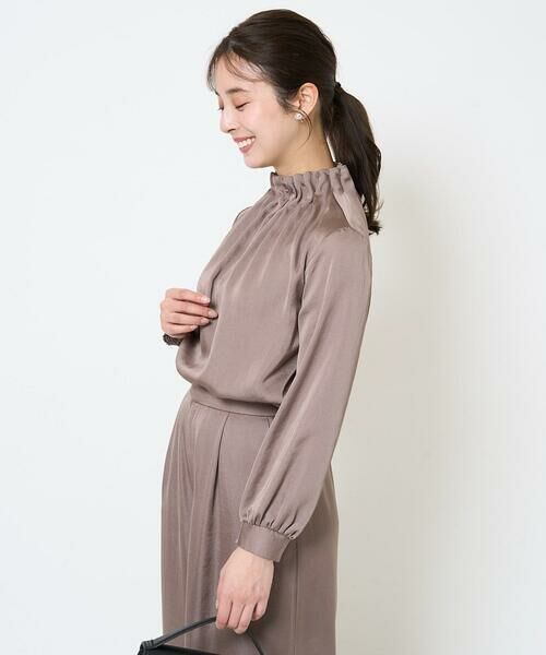 Maison de CINQ / メゾン ドゥ サンク シャツ・ブラウス | 【小さいサイズ】スタンドネックデザインサテンブラウス/洗える | 詳細2