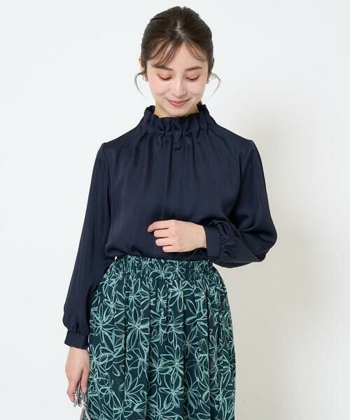 Maison de CINQ / メゾン ドゥ サンク シャツ・ブラウス | 【小さいサイズ】スタンドネックデザインサテンブラウス/洗える | 詳細3